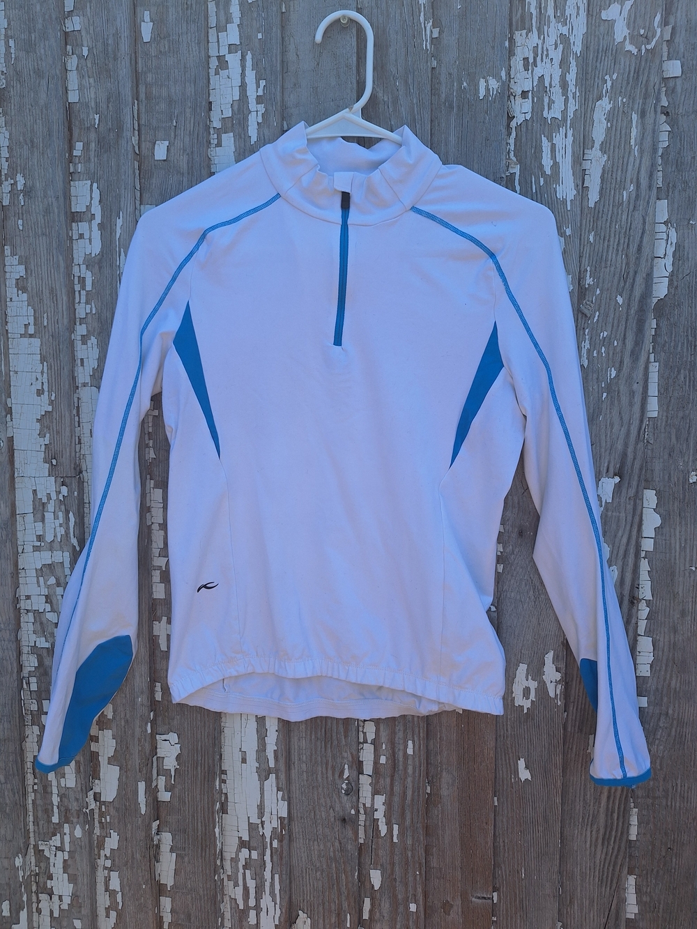 White & Blue Women's Long Sleeve Athletic Top Kjus Size 38 Medium